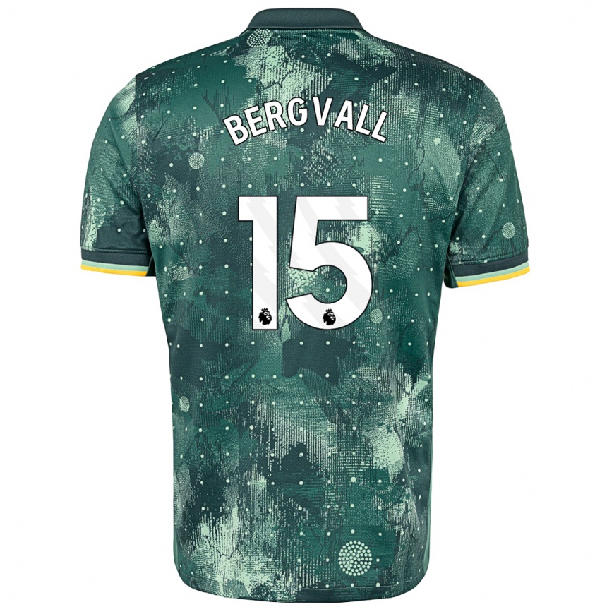 Niño Fútbol Camiseta Lucas Bergvall #15 Verde Menta Equipación Tercera 2024/25