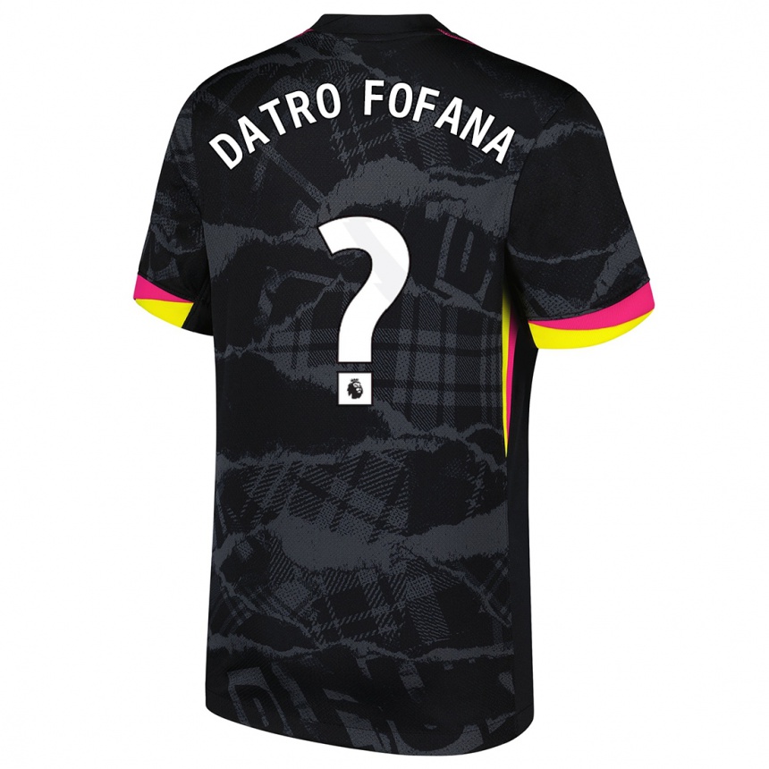 Niño Fútbol Camiseta David Datro Fofana #0 Negro Rosa Equipación Tercera 2024/25