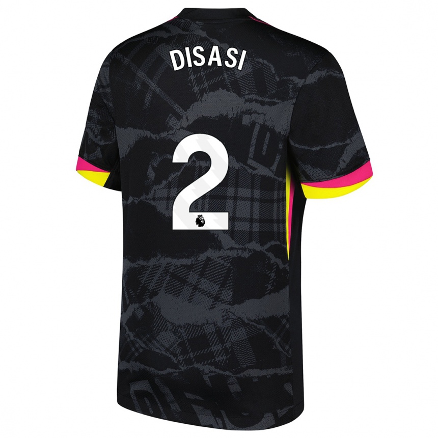 Niño Fútbol Camiseta Axel Disasi #2 Negro Rosa Equipación Tercera 2024/25