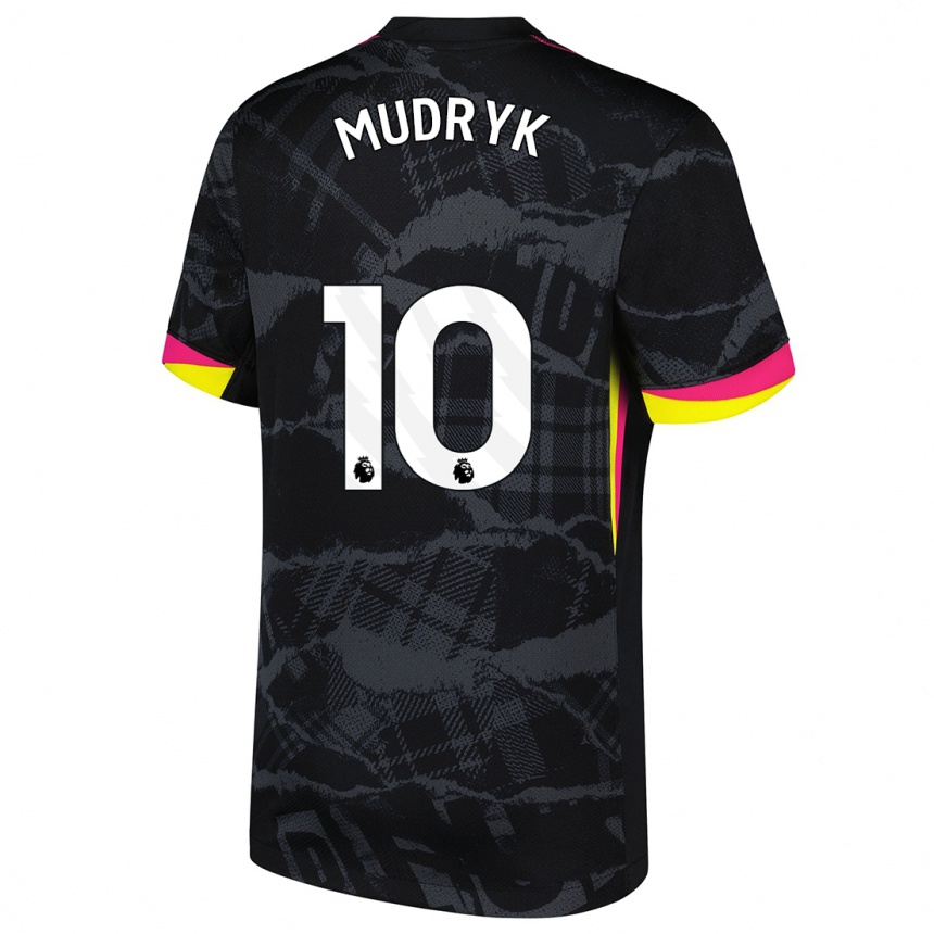 Niño Fútbol Camiseta Mykhaylo Mudryk #10 Negro Rosa Equipación Tercera 2024/25