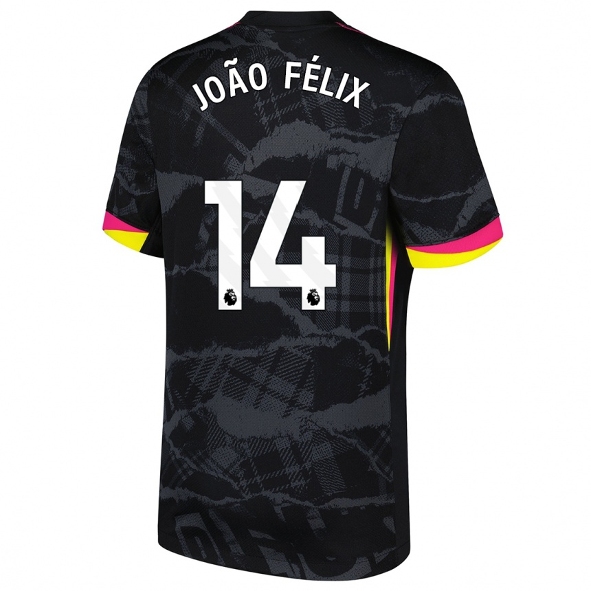 Niño Fútbol Camiseta Joao Felix #14 Negro Rosa Equipación Tercera 2024/25