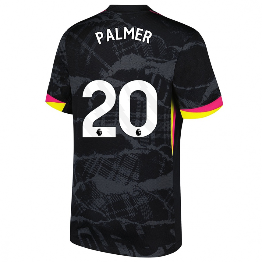 Niño Fútbol Camiseta Cole Palmer #20 Negro Rosa Equipación Tercera 2024/25