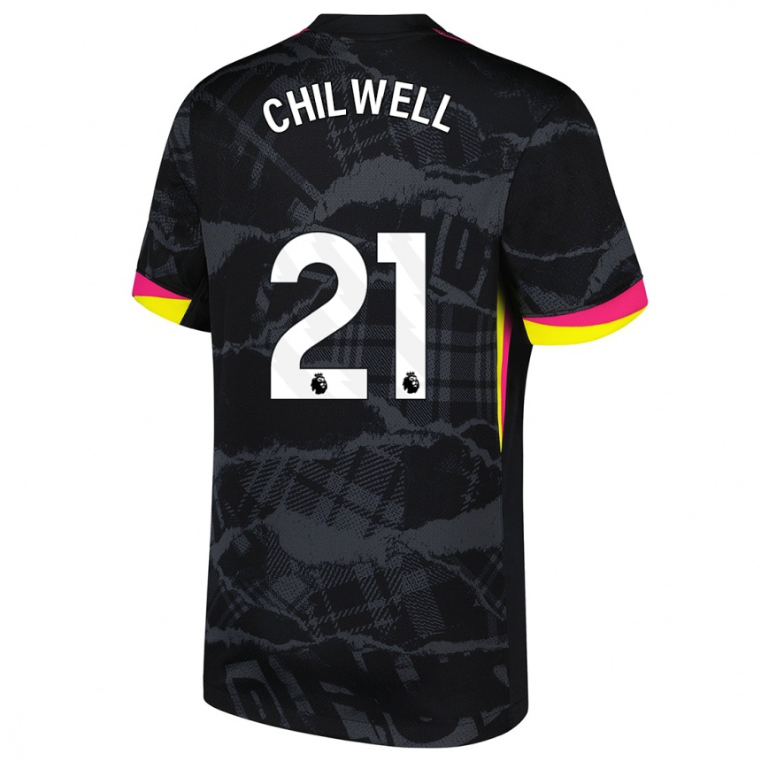 Niño Fútbol Camiseta Ben Chilwell #21 Negro Rosa Equipación Tercera 2024/25