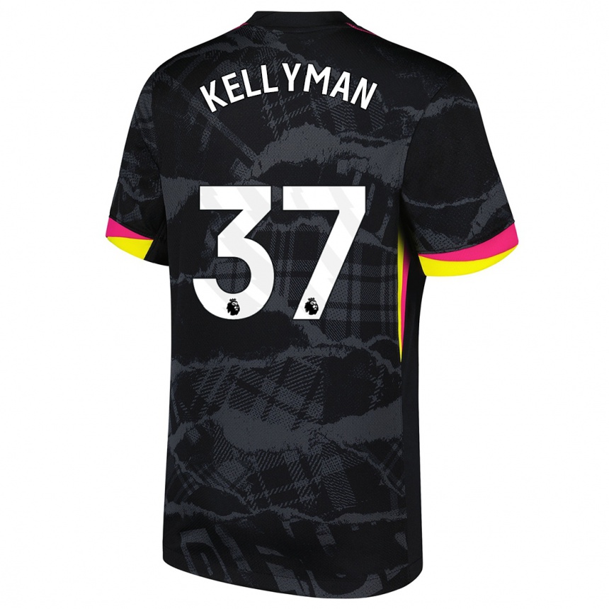 Niño Fútbol Camiseta Omari Kellyman #37 Negro Rosa Equipación Tercera 2024/25