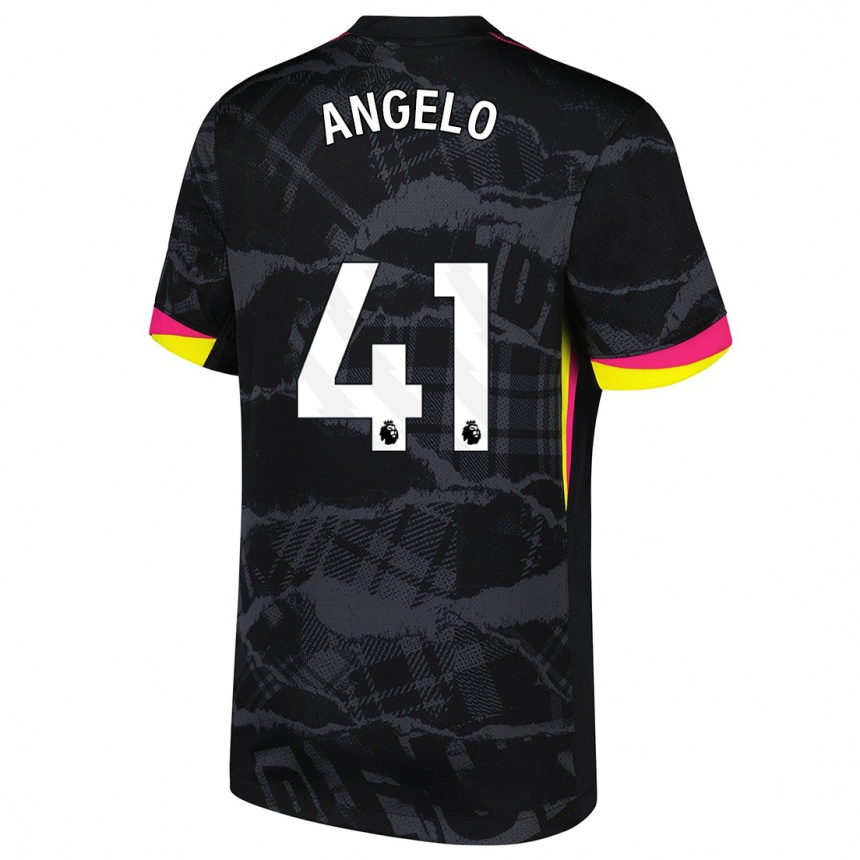 Niño Fútbol Camiseta Ângelo #41 Negro Rosa Equipación Tercera 2024/25