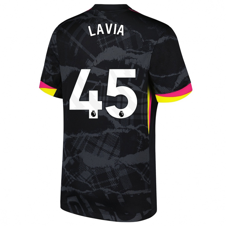 Niño Fútbol Camiseta Roméo Lavia #45 Negro Rosa Equipación Tercera 2024/25