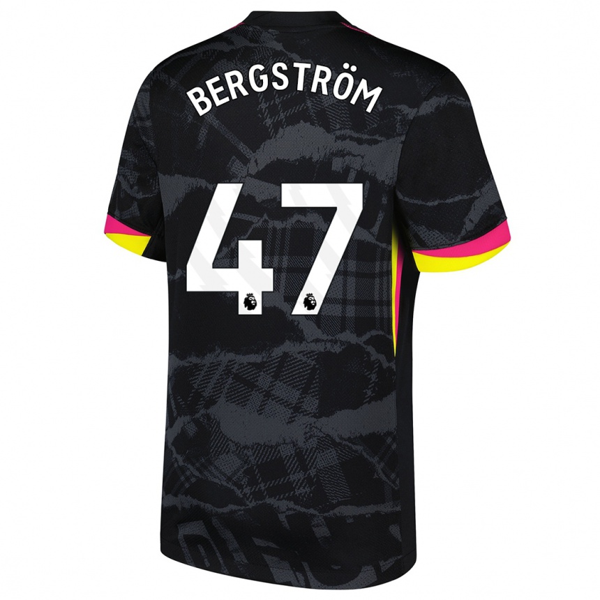 Niño Fútbol Camiseta Lucas Bergström #47 Negro Rosa Equipación Tercera 2024/25