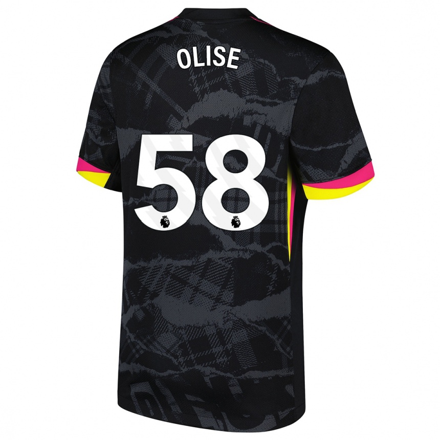 Niño Fútbol Camiseta Richard Olise #58 Negro Rosa Equipación Tercera 2024/25