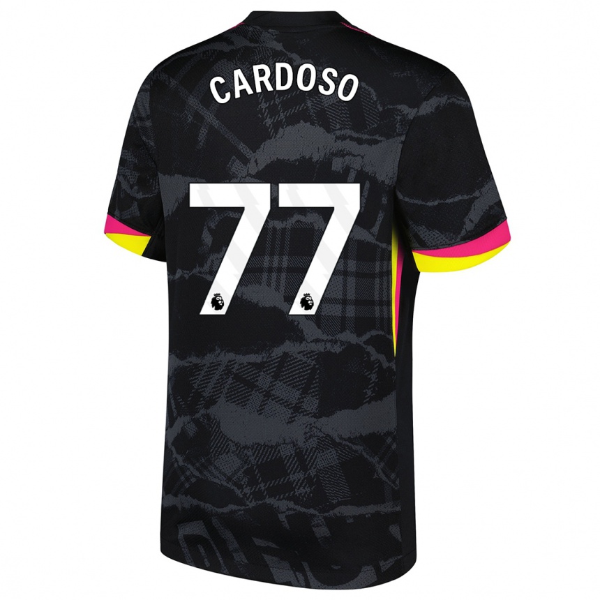 Niño Fútbol Camiseta Leo Cardoso #77 Negro Rosa Equipación Tercera 2024/25