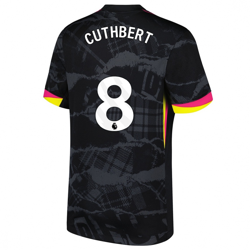 Niño Fútbol Camiseta Erin Cuthbert #8 Negro Rosa Equipación Tercera 2024/25