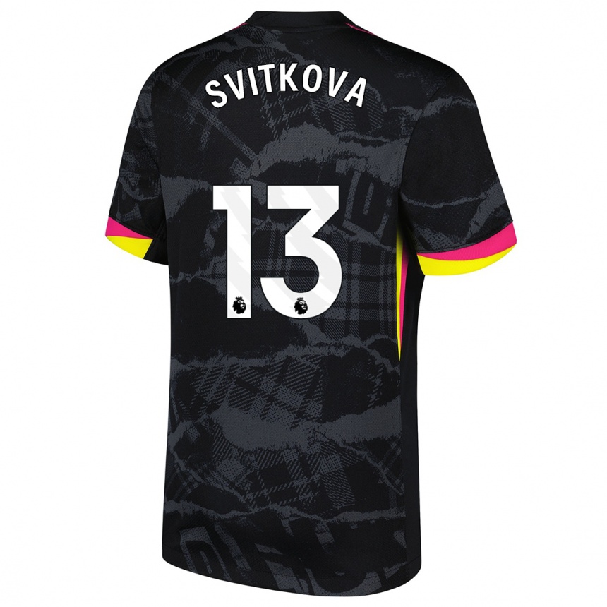 Niño Fútbol Camiseta Kateřina Svitková #13 Negro Rosa Equipación Tercera 2024/25