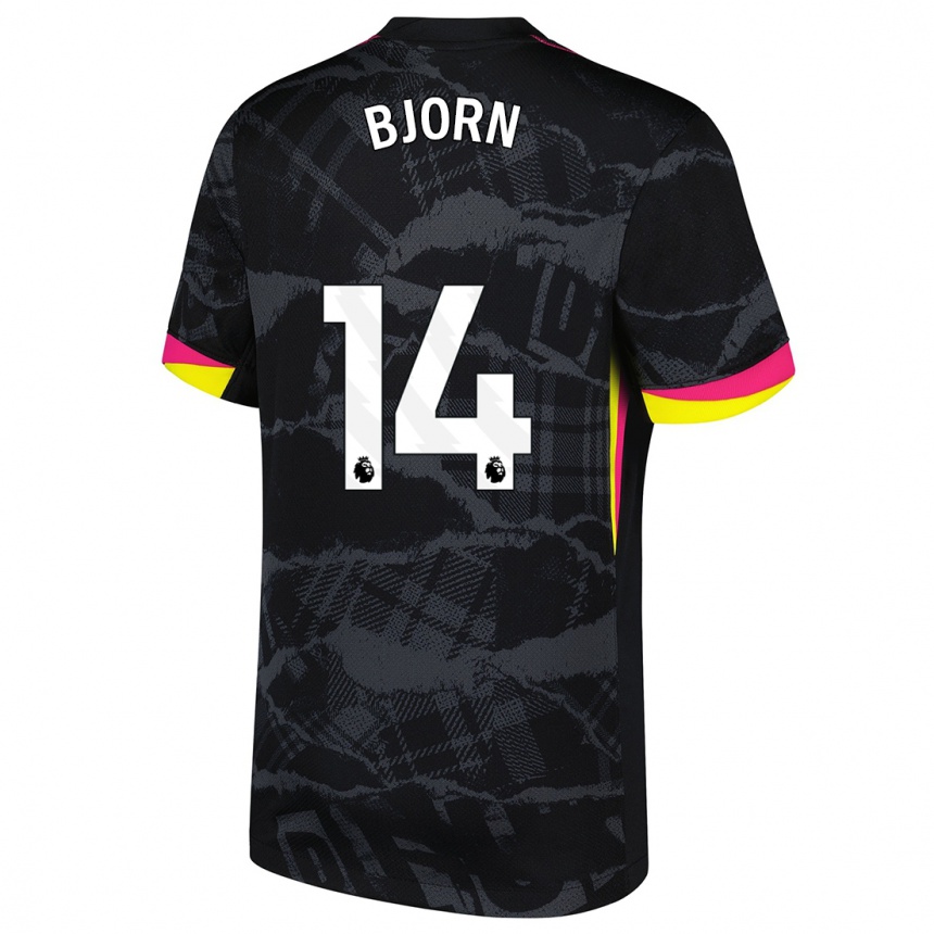 Niño Fútbol Camiseta Nathalie Björn #14 Negro Rosa Equipación Tercera 2024/25