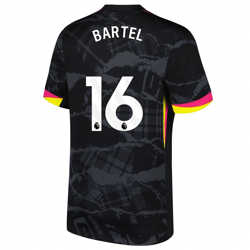 Niño Fútbol Camiseta Júlia Bartel #16 Negro Rosa Equipación Tercera 2024/25