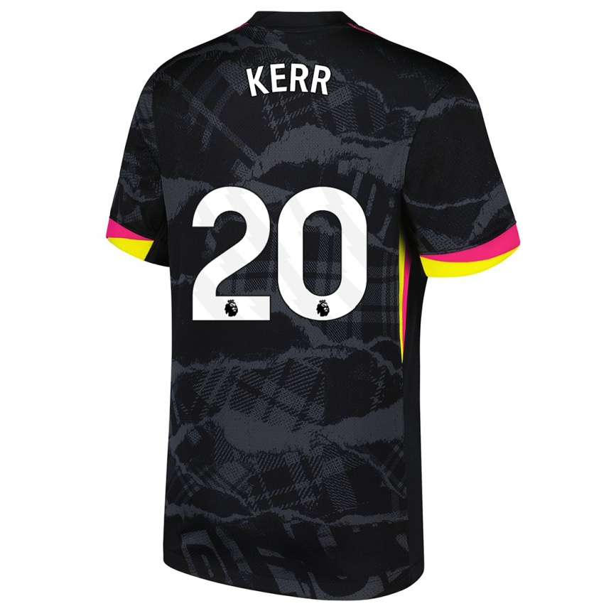 Niño Fútbol Camiseta Sam Kerr #20 Negro Rosa Equipación Tercera 2024/25