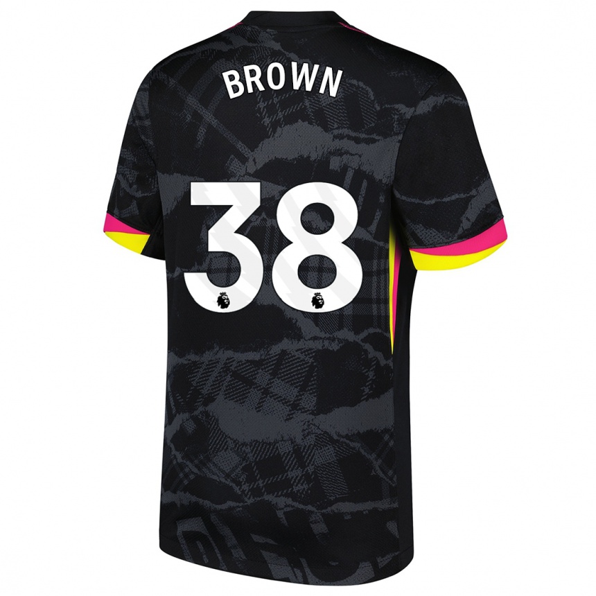 Niño Fútbol Camiseta Cerys Brown #38 Negro Rosa Equipación Tercera 2024/25