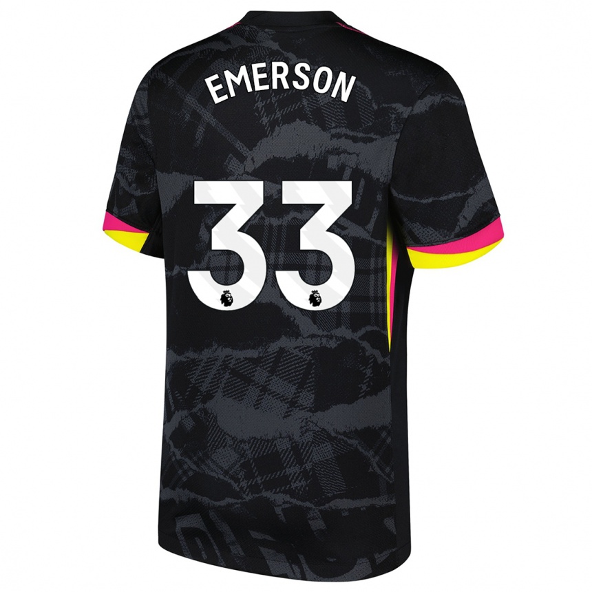 Niño Fútbol Camiseta Emerson #33 Negro Rosa Equipación Tercera 2024/25