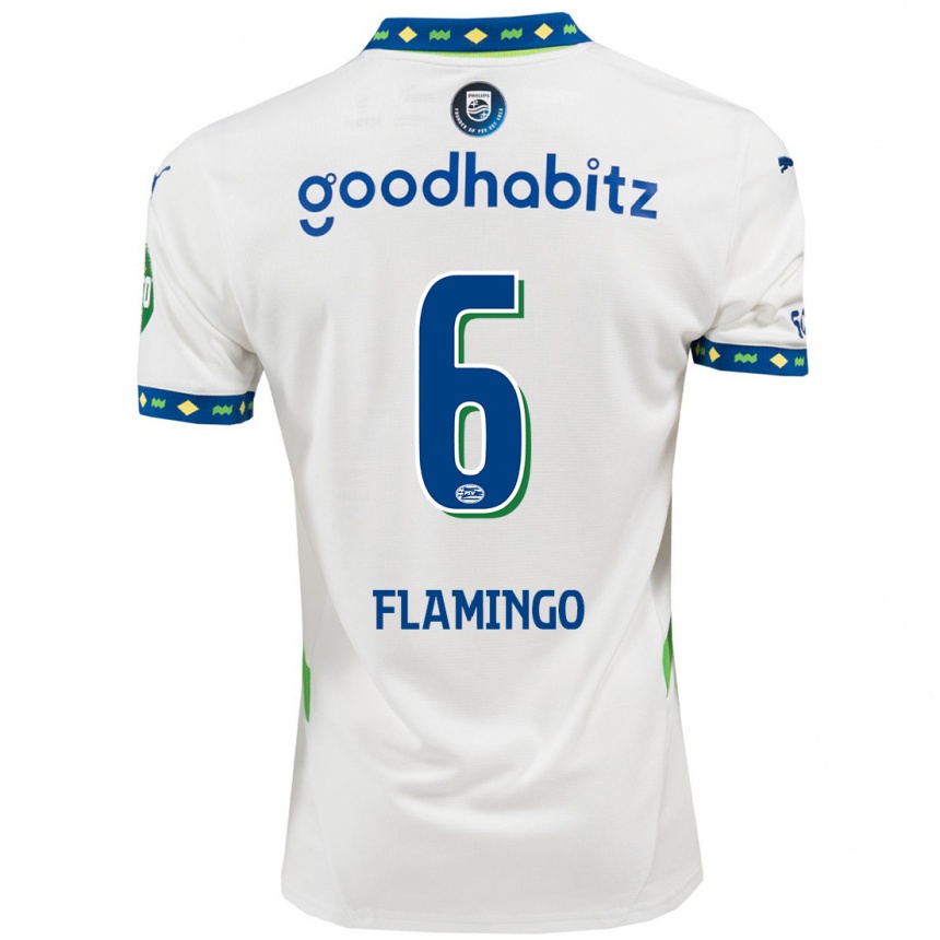 Niño Fútbol Camiseta Ryan Flamingo #6 Blanco Azul Oscuro Equipación Tercera 2024/25