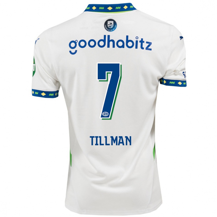 Niño Fútbol Camiseta Malik Tillman #7 Blanco Azul Oscuro Equipación Tercera 2024/25