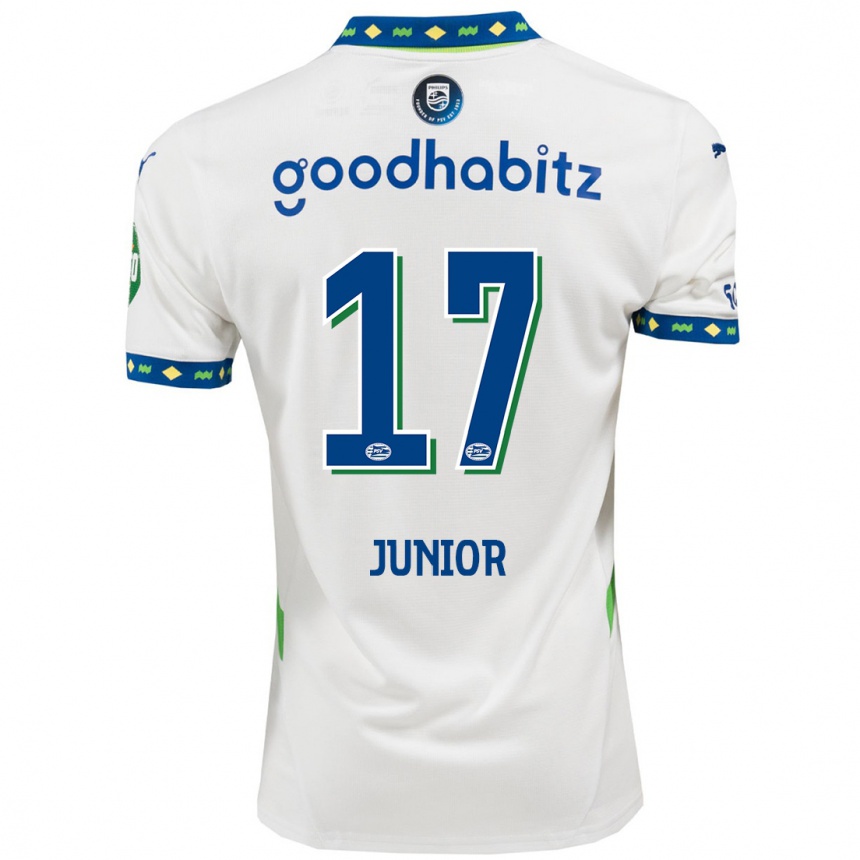 Niño Fútbol Camiseta Mauro Júnior #17 Blanco Azul Oscuro Equipación Tercera 2024/25