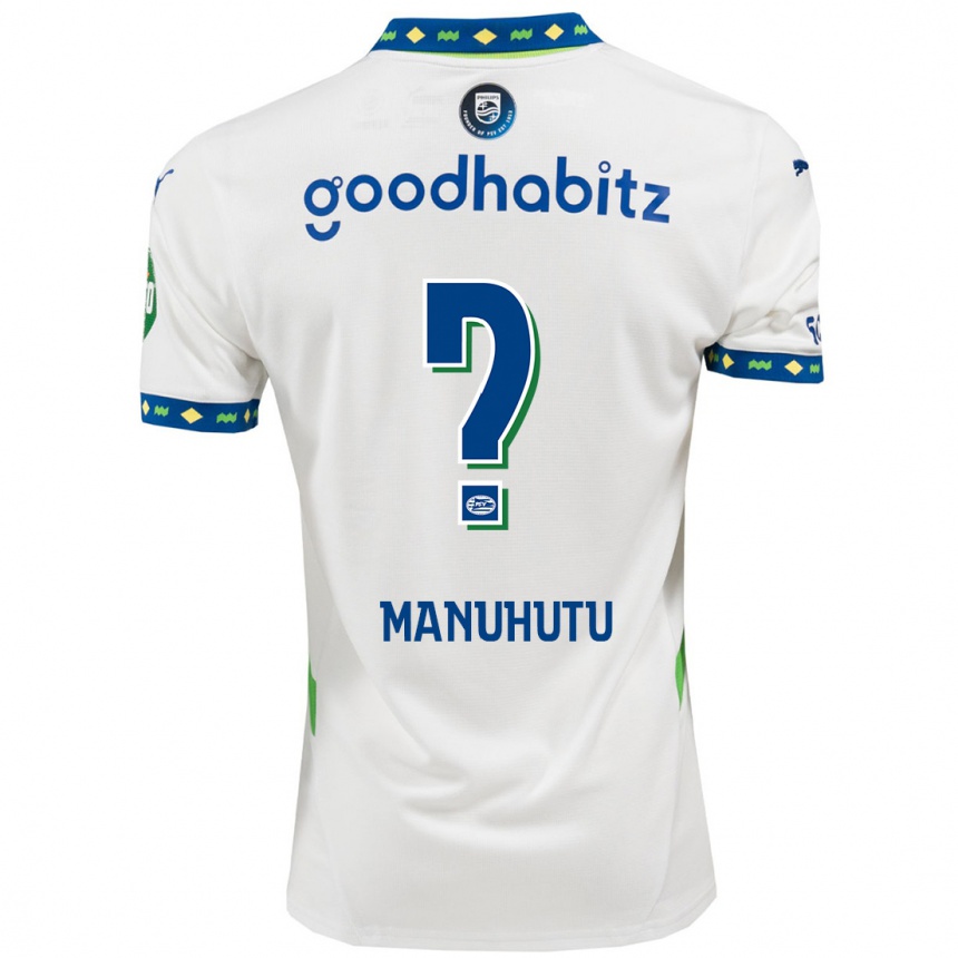 Niño Fútbol Camiseta Rivas Manuhutu #0 Blanco Azul Oscuro Equipación Tercera 2024/25