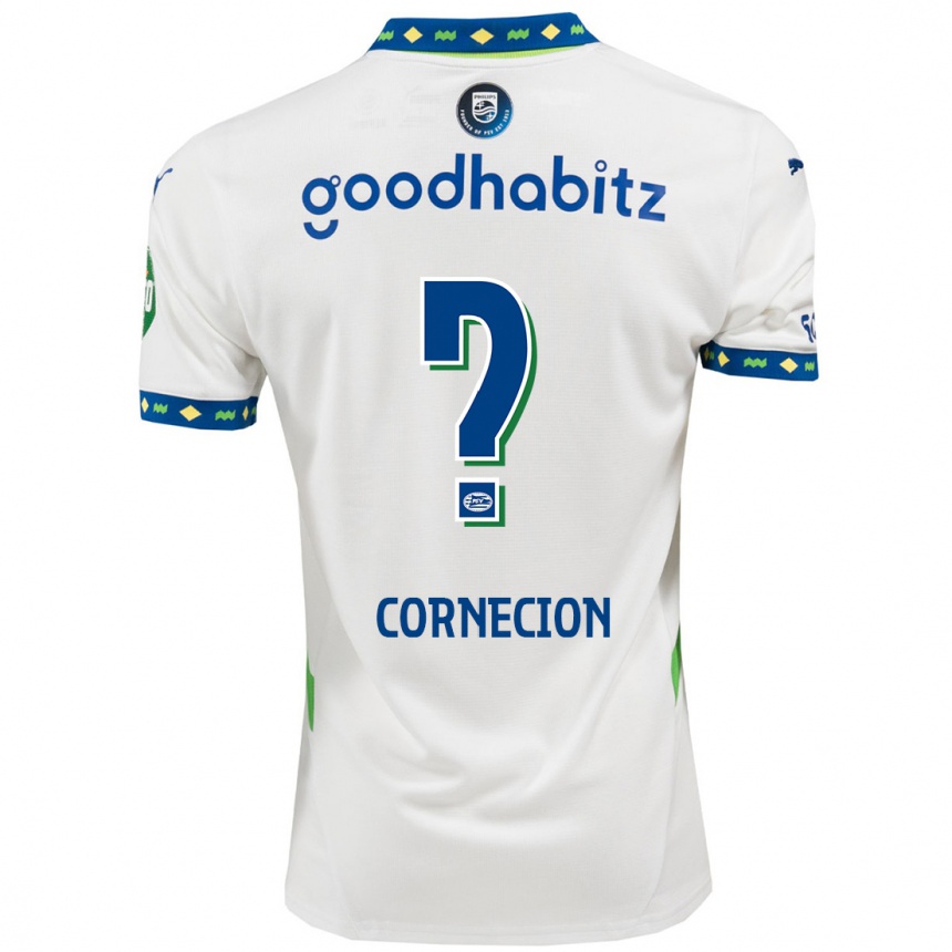 Niño Fútbol Camiseta Shuryjano Cornecion #0 Blanco Azul Oscuro Equipación Tercera 2024/25