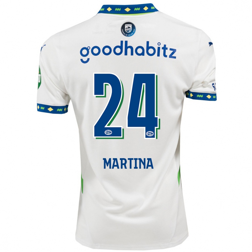 Niño Fútbol Camiseta Shijona Martina #24 Blanco Azul Oscuro Equipación Tercera 2024/25