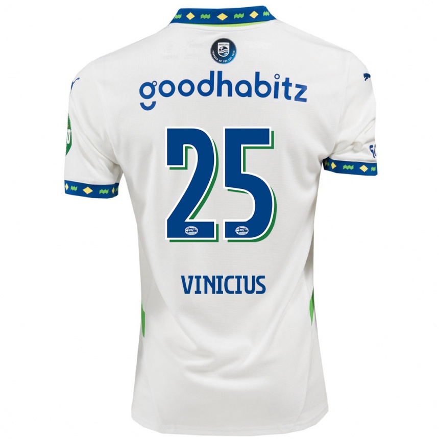 Niño Fútbol Camiseta Carlos Vinicius #25 Blanco Azul Oscuro Equipación Tercera 2024/25