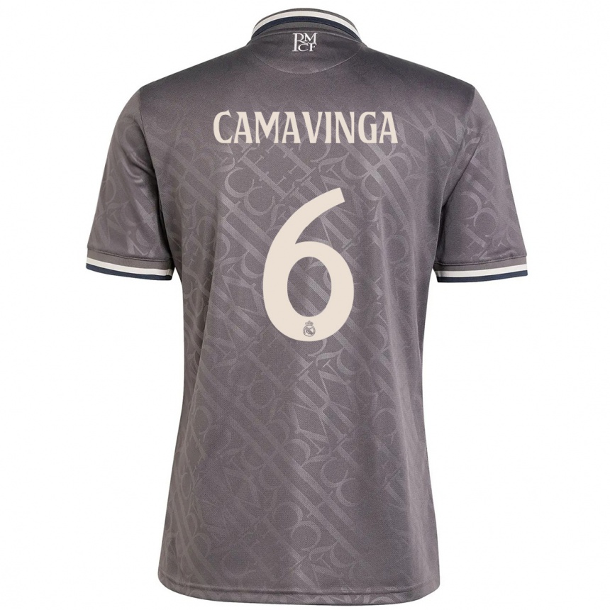 Niño Fútbol Camiseta Eduardo Camavinga #6 Carbón Equipación Tercera 2024/25