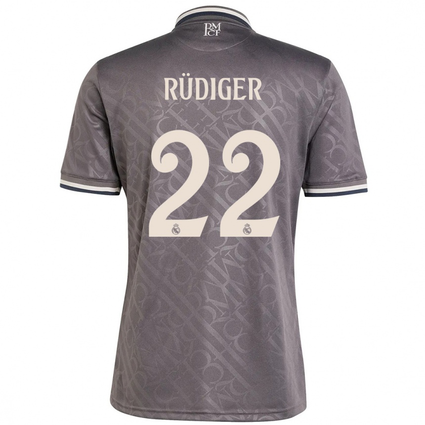 Niño Fútbol Camiseta Antonio Rudiger #22 Carbón Equipación Tercera 2024/25