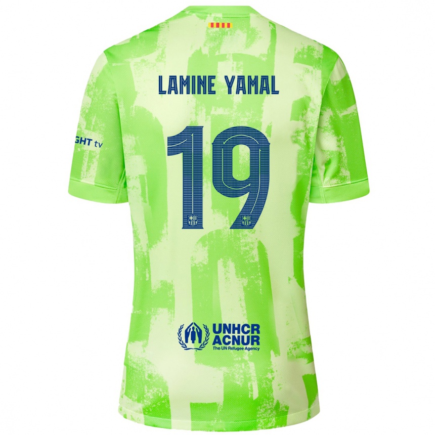 Niño Fútbol Camiseta Lamine Yamal #19 Lima Equipación Tercera 2024/25