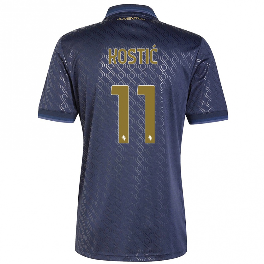 Niño Fútbol Camiseta Filip Kostic #11 Azul Marino Equipación Tercera 2024/25