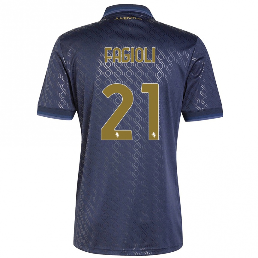 Niño Fútbol Camiseta Nicolo Fagioli #21 Azul Marino Equipación Tercera 2024/25