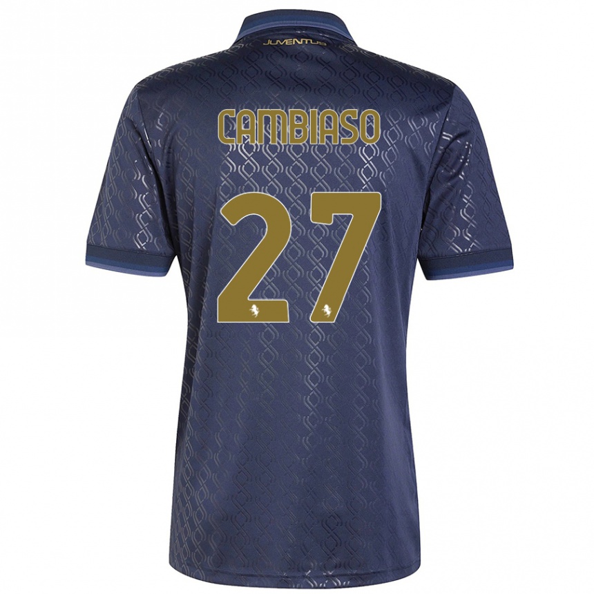 Niño Fútbol Camiseta Andrea Cambiaso #27 Azul Marino Equipación Tercera 2024/25