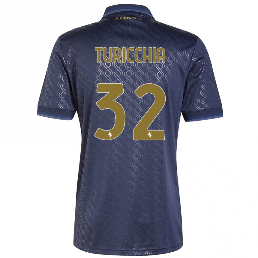 Niño Fútbol Camiseta Riccardo Turicchia #32 Azul Marino Equipación Tercera 2024/25