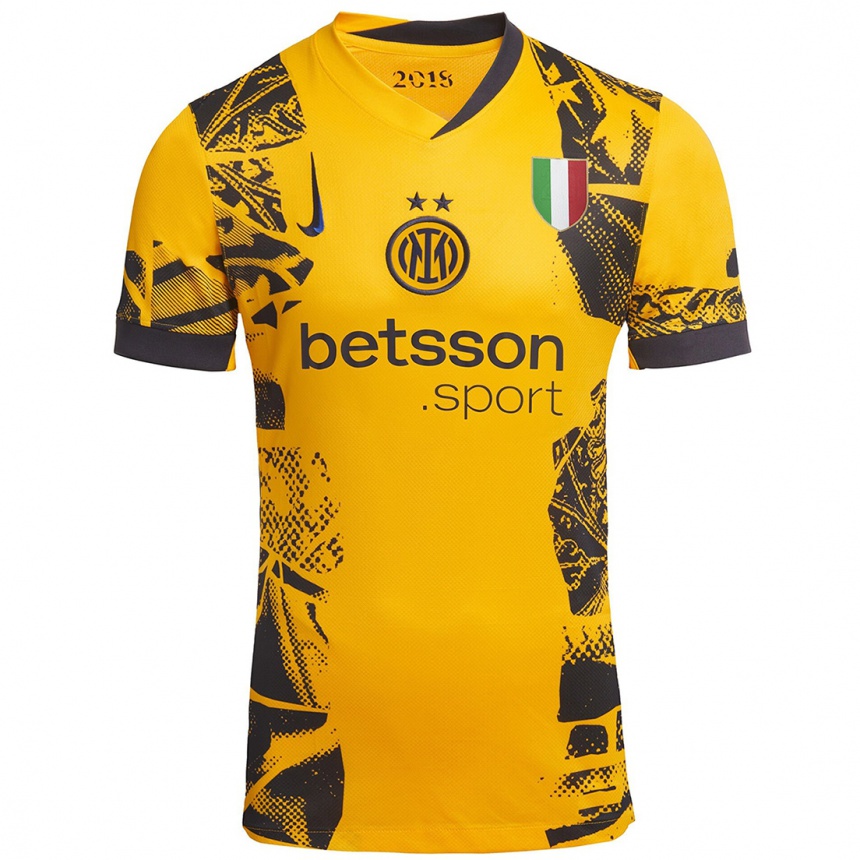 Niño Fútbol Camiseta Francesco Stante #15 Dorado Negro Equipación Tercera 2024/25