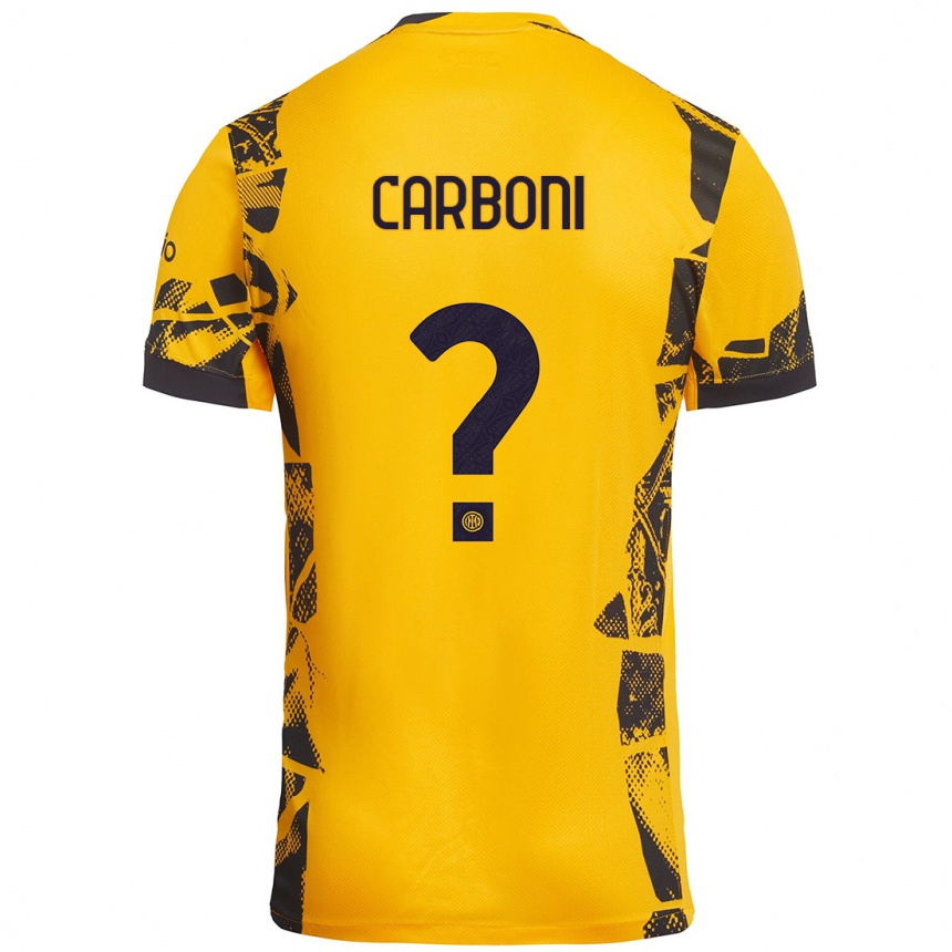 Niño Fútbol Camiseta Franco Carboni #0 Dorado Negro Equipación Tercera 2024/25