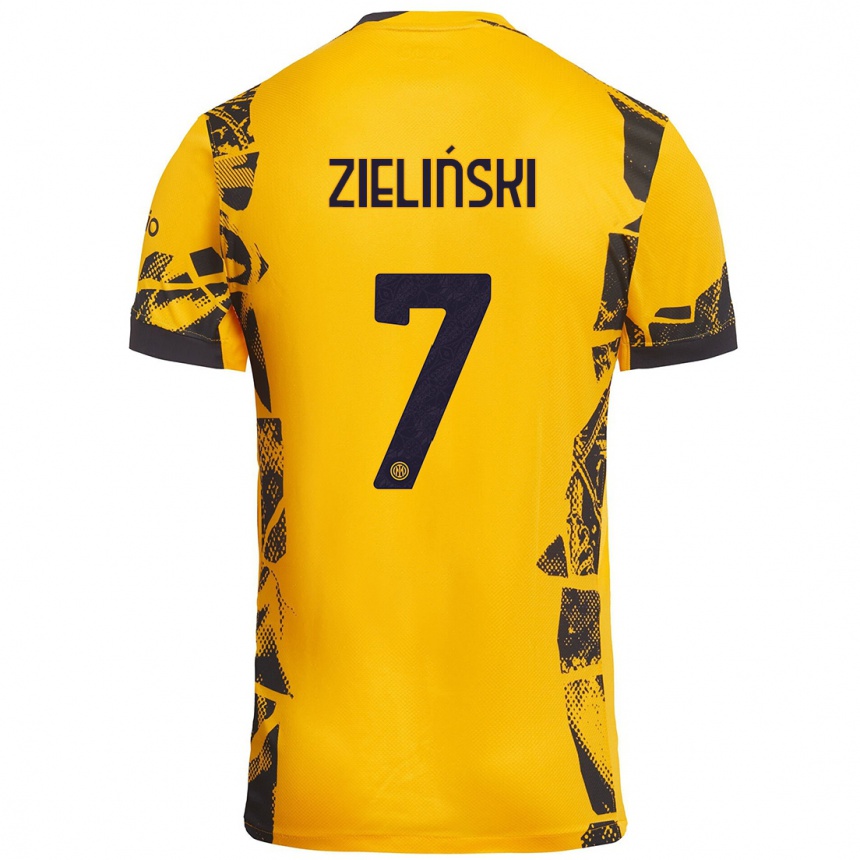 Niño Fútbol Camiseta Piotr Zieliński #7 Dorado Negro Equipación Tercera 2024/25