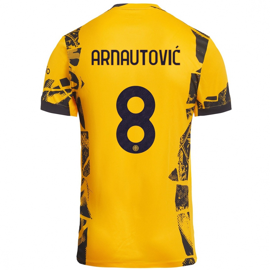 Niño Fútbol Camiseta Marko Arnautovic #8 Dorado Negro Equipación Tercera 2024/25