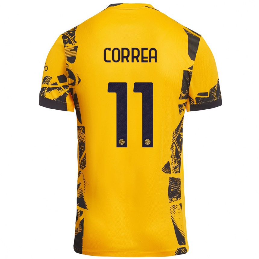 Niño Fútbol Camiseta Joaquín Correa #11 Dorado Negro Equipación Tercera 2024/25