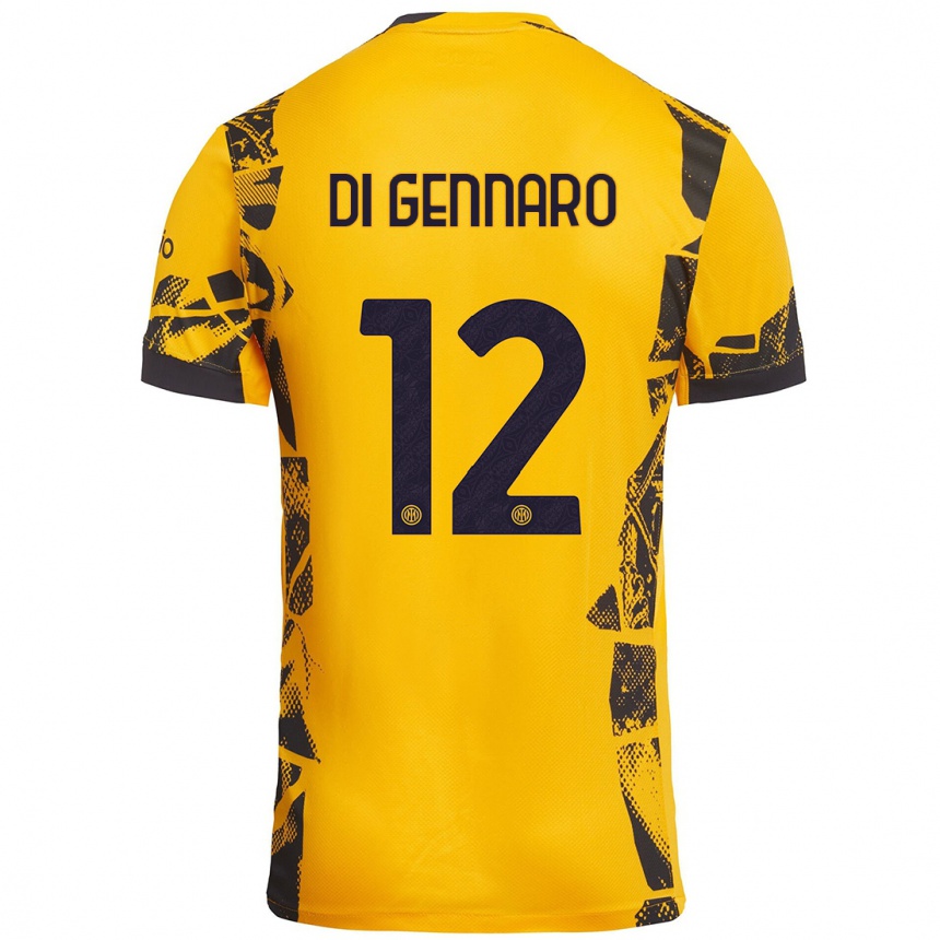 Niño Fútbol Camiseta Raffaele Di Gennaro #12 Dorado Negro Equipación Tercera 2024/25