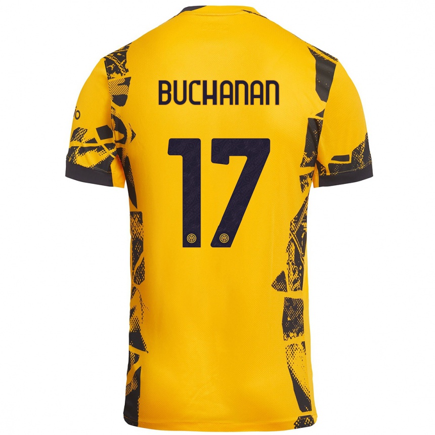 Niño Fútbol Camiseta Tajon Buchanan #17 Dorado Negro Equipación Tercera 2024/25