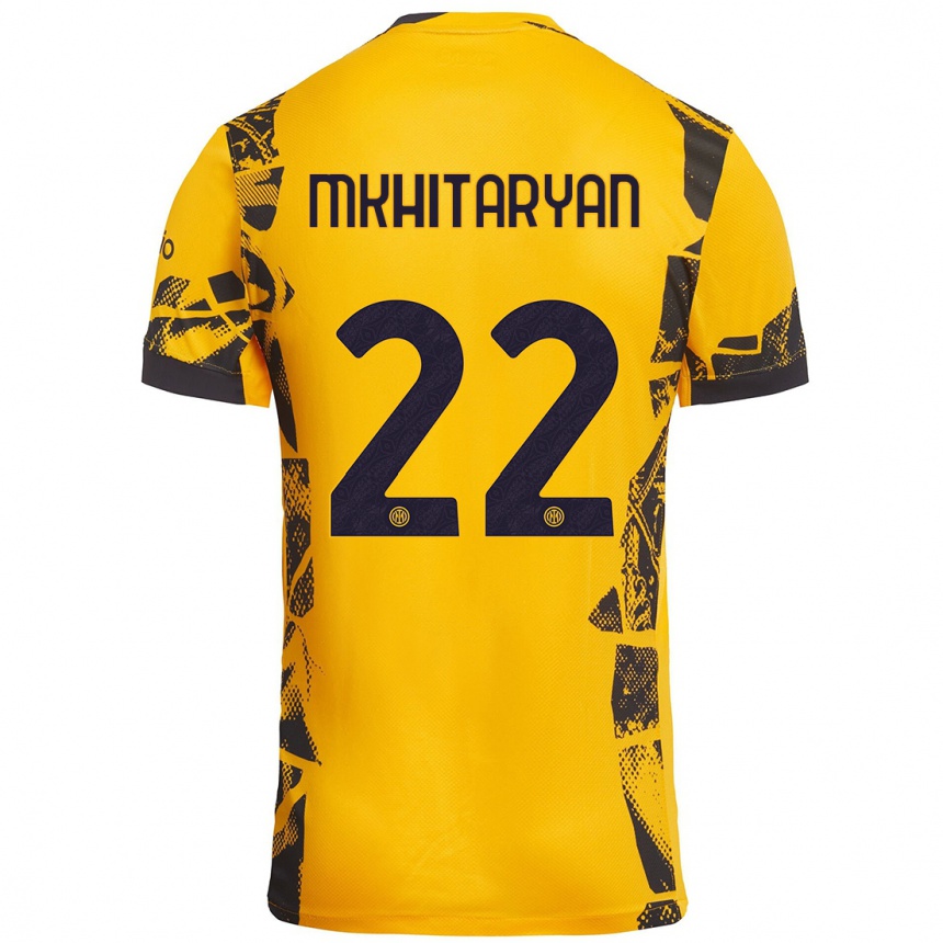 Niño Fútbol Camiseta Henrikh Mkhitaryan #22 Dorado Negro Equipación Tercera 2024/25