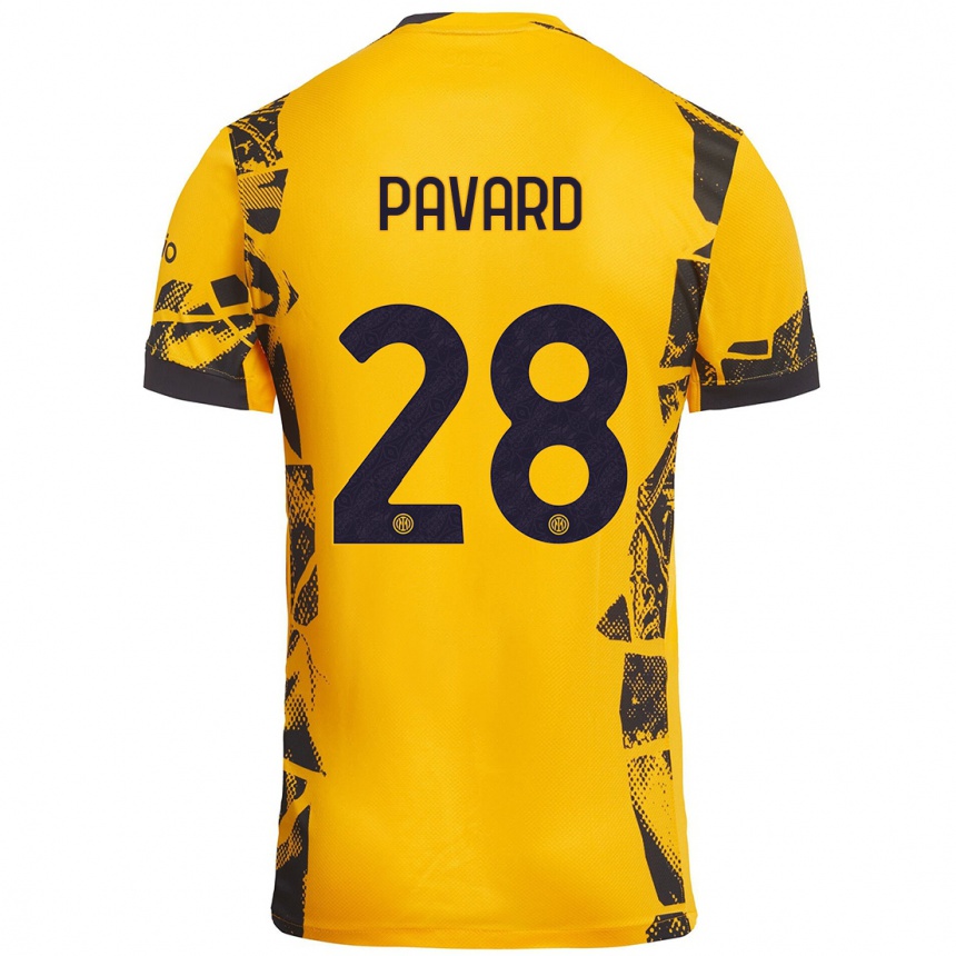 Niño Fútbol Camiseta Benjamin Pavard #28 Dorado Negro Equipación Tercera 2024/25