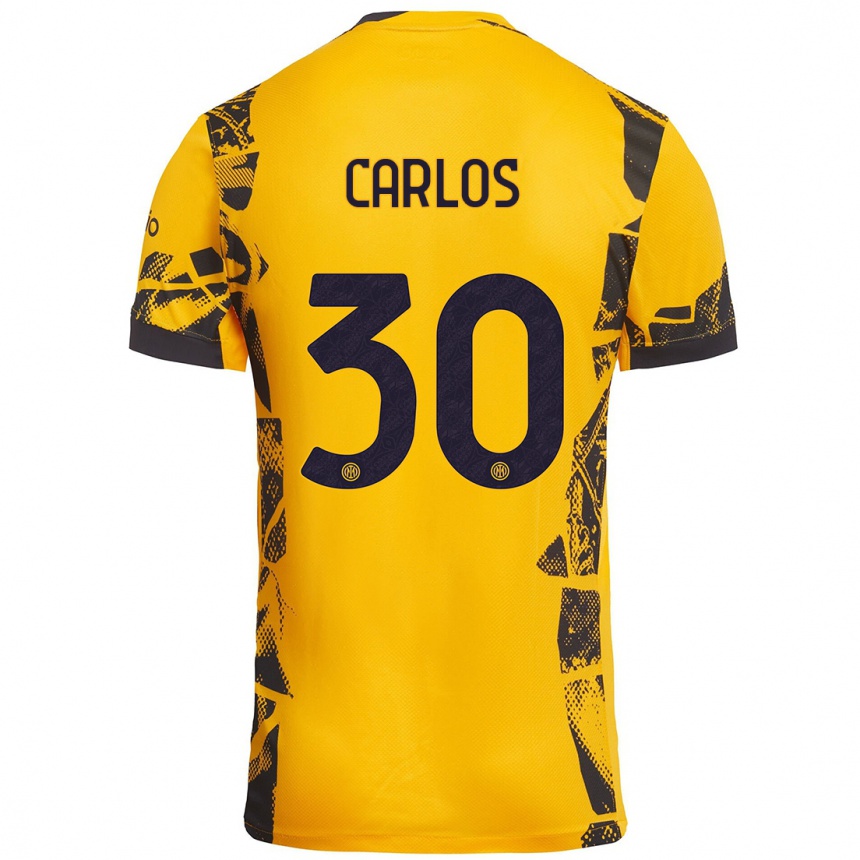 Niño Fútbol Camiseta Carlos Augusto #30 Dorado Negro Equipación Tercera 2024/25