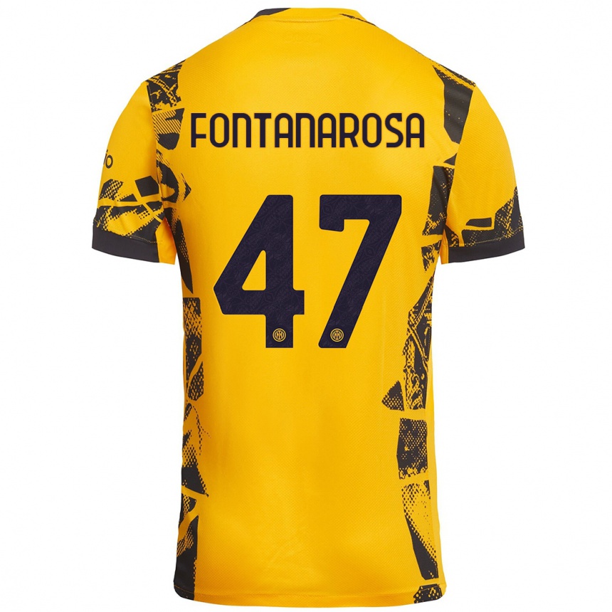 Niño Fútbol Camiseta Alessandro Fontanarosa #47 Dorado Negro Equipación Tercera 2024/25