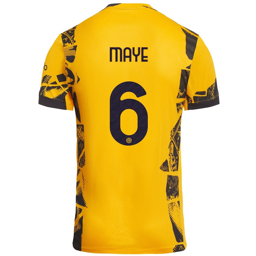 Niño Fútbol Camiseta Yvan Maye #6 Dorado Negro Equipación Tercera 2024/25