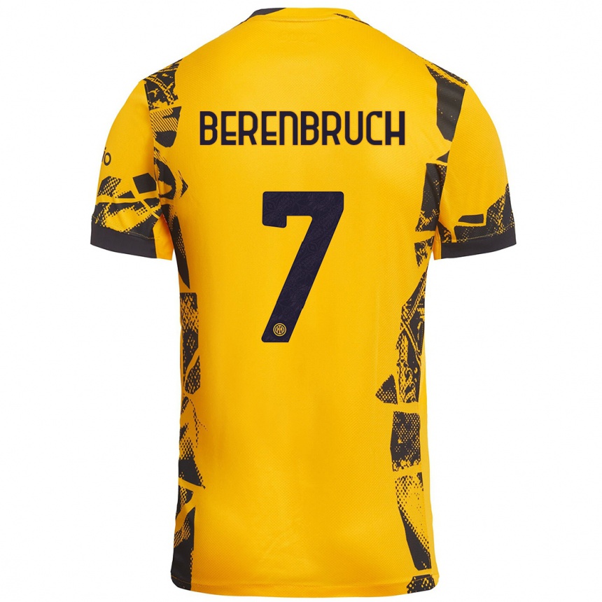 Niño Fútbol Camiseta Thomas Berenbruch #7 Dorado Negro Equipación Tercera 2024/25