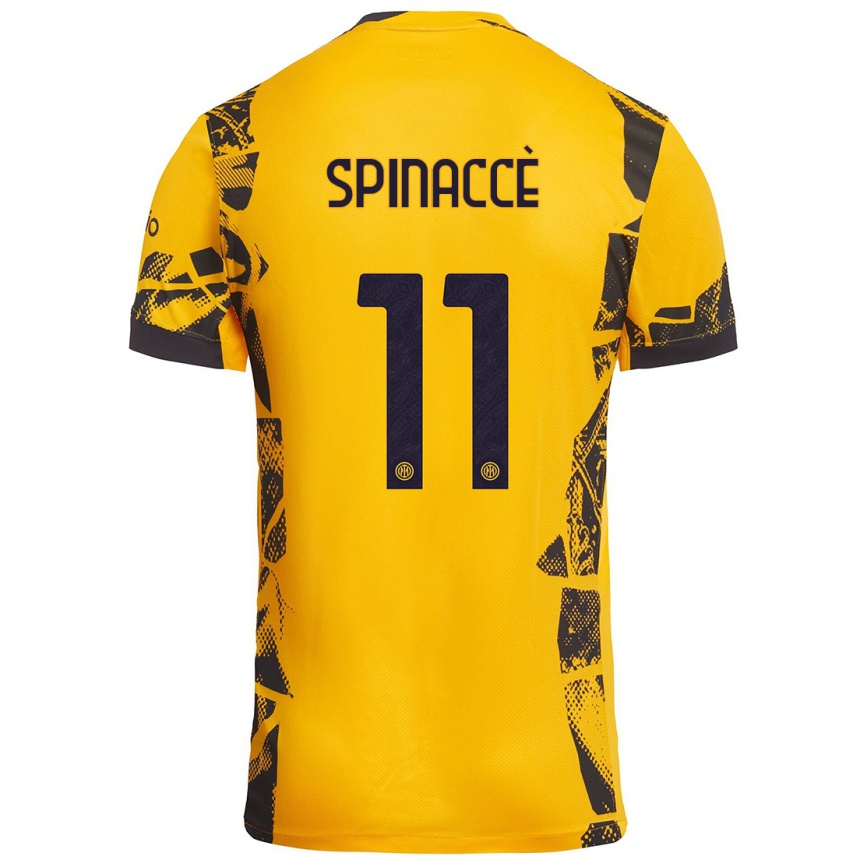 Niño Fútbol Camiseta Matteo Spinaccè #11 Dorado Negro Equipación Tercera 2024/25