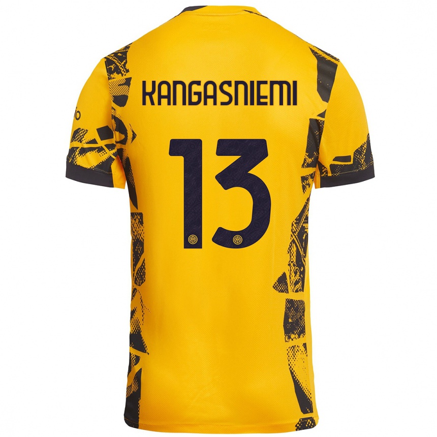 Niño Fútbol Camiseta Ilari Kangasniemi #13 Dorado Negro Equipación Tercera 2024/25