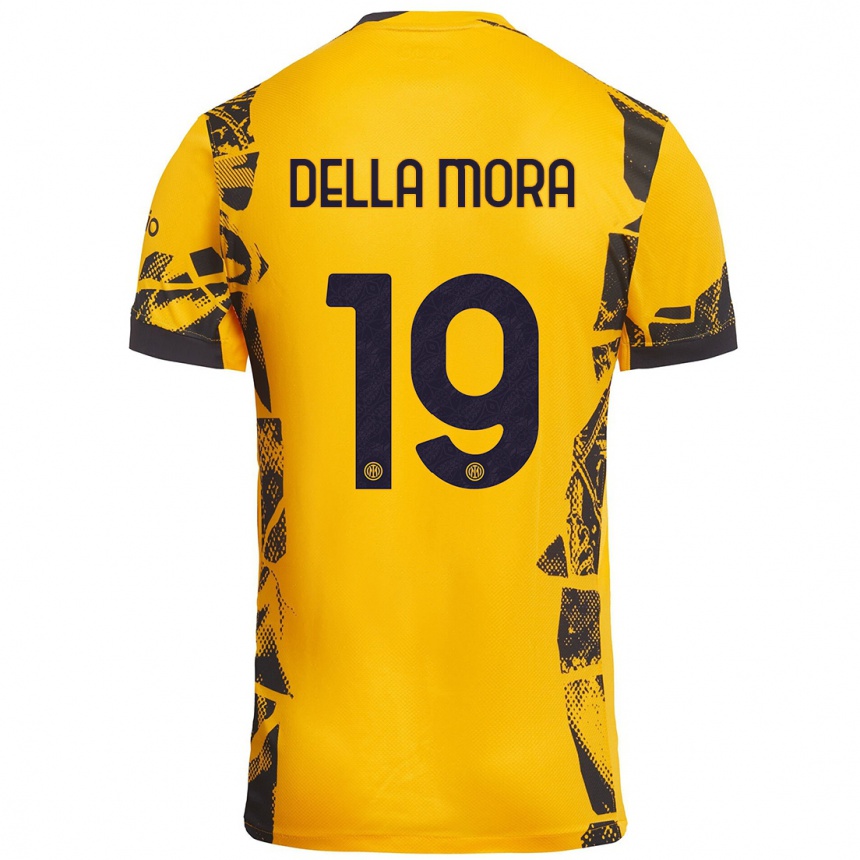 Niño Fútbol Camiseta Tommaso Della Mora #19 Dorado Negro Equipación Tercera 2024/25